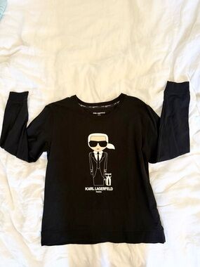 Karl Lagerfeld Black Sweatshirt with White Graphic Logo